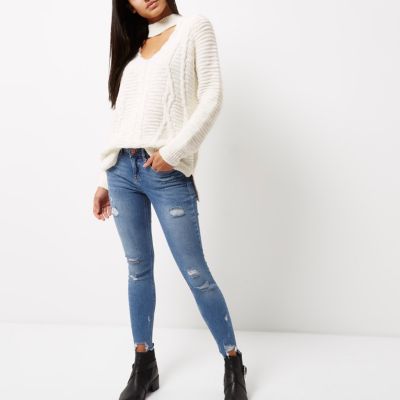 Cream choker knit cable knit jumper